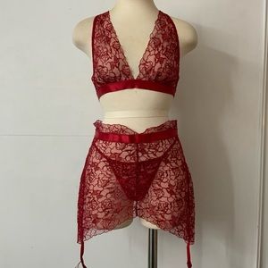 Sexy Red 3 piece lingerie